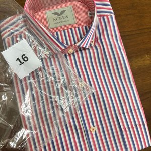 Camisa A.Crew Vintage Luxury Talle M Rayada Roja, Blanca y Azul - imagen 2