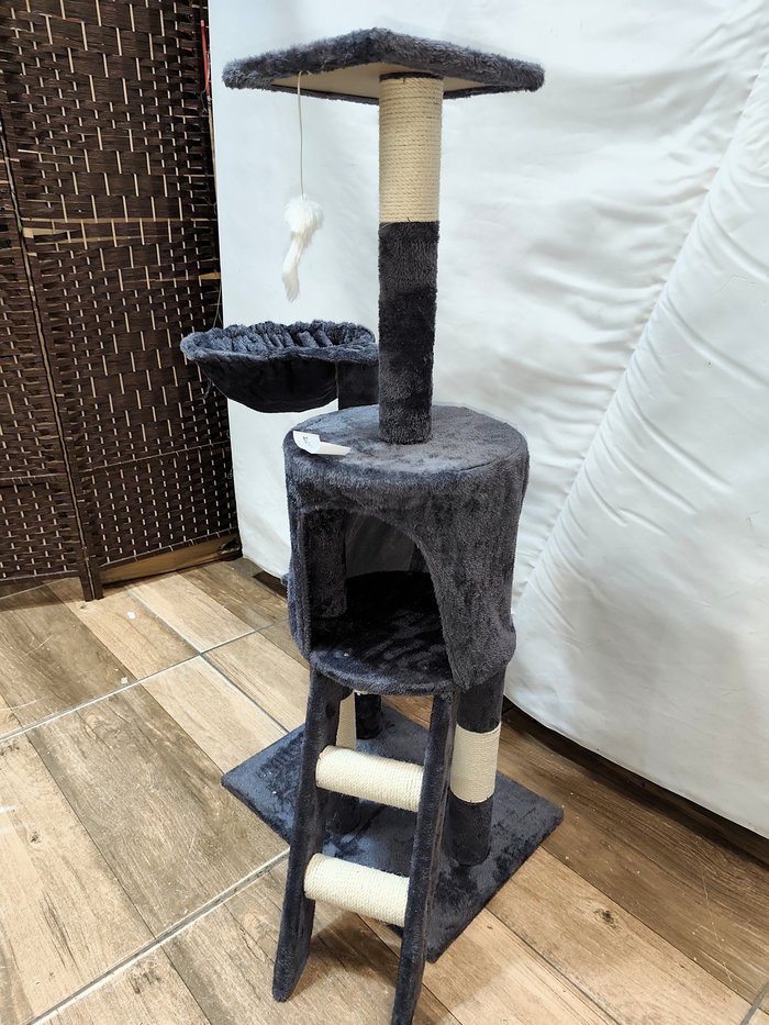 Arbol de gato con rascador y escalera tapizado en microfibra - imagen 4