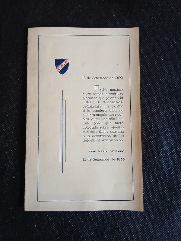 Díptico Conmemorativo "Canto a la Bandera" Club Nacional de Football 1933