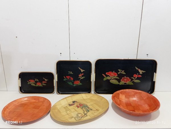 Set de 6 Bandejas y Fuentes Decorativas con Motivos Florales y Colibríes - imagen 1