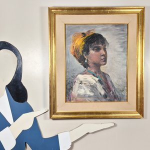 Pintura "Gitana" en acrílico sobre fibra, firmada MLU 2006 - imagen 7