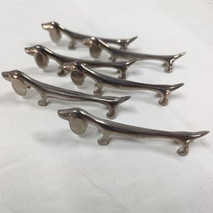 Apoya Cubiertos Perro Salchicha Metal Plateado Set x 5 - imagen 3