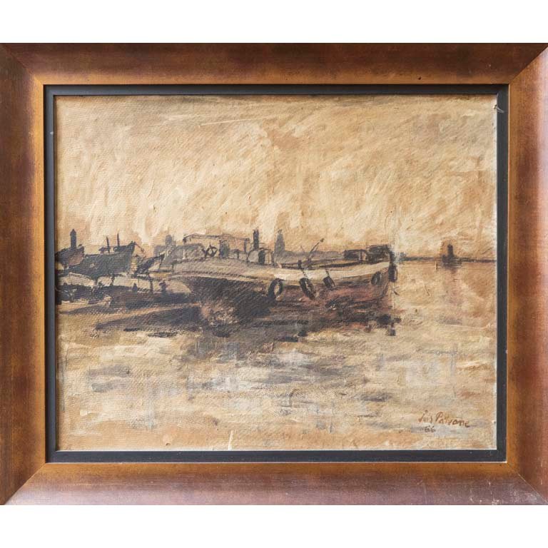 Óleo "Barco" de Luis Patrone, 52 x 65 cm