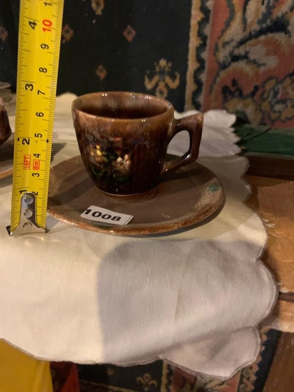 Juego de tazas de café con platos de cerámica - imagen 2