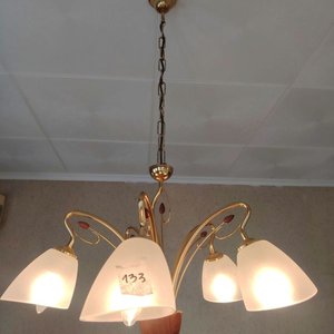 Lámpara Colgante de Bronce y Madera con 3 Picos de Luz - imagen 4