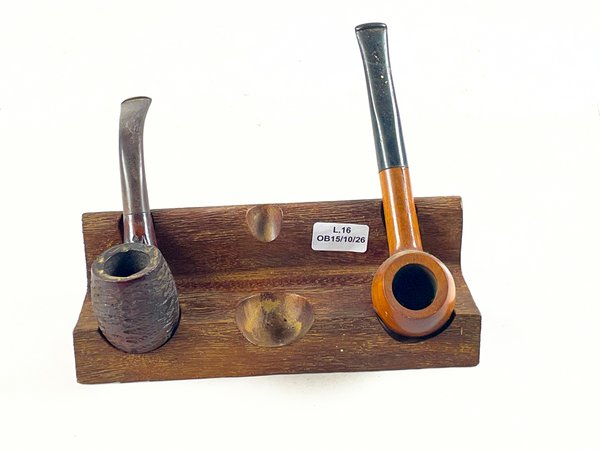 Soporte de Madera para Dos Pipas de Fumar - imagen 1