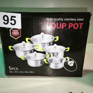 Set de 5 Ollas de Acero Inoxidable con Tapas de Vidrio - imagen 3