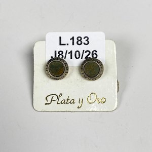 Lote siguiente: Par de Caravanas de Plata con Piedra y Grabado