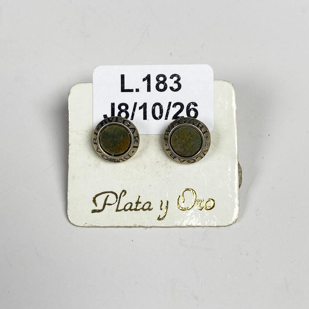 Par de Caravanas de Plata con Piedra y Grabado