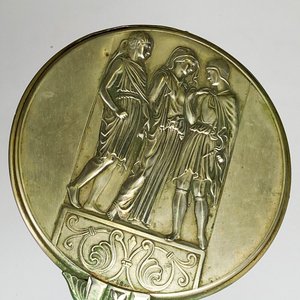 Espejo de tocador metal art deco, decorado ninfas - imagen 5