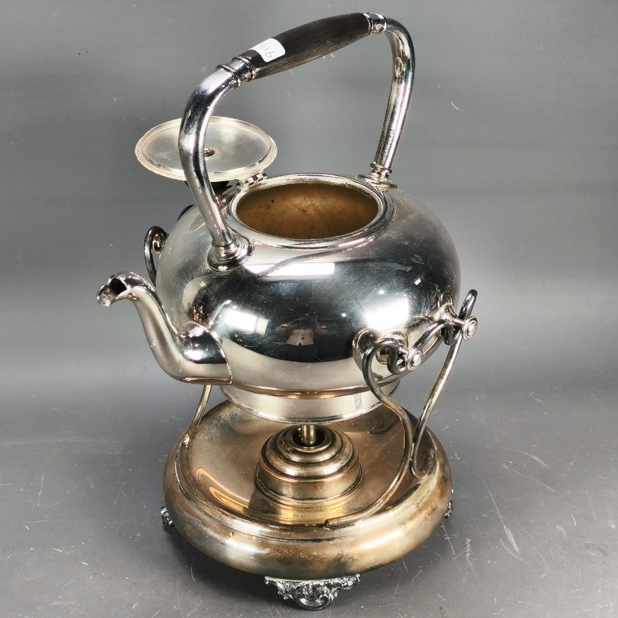 Samovar Sheffield completo con tapa abatible, tirador y asa en madera - imagen 3