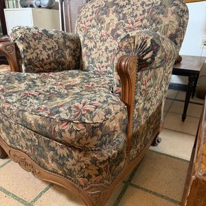 Sillón Luis XV de 1 Cuerpo Tapizado Floral - imagen 2