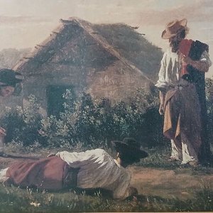 Reproducción "La Taba" de Juan Manuel Blanes con Marco de Madera - imagen 2