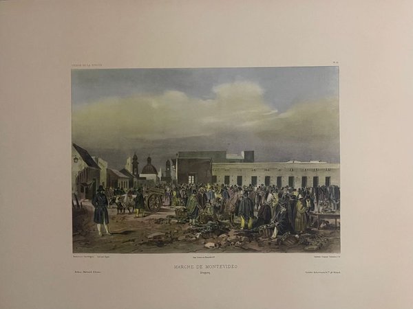 Litografía "Marché de Montevideo" de la Época Colonial e Independencia Uruguaya - imagen 1