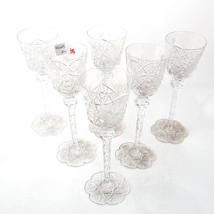 Juego de 6 Copas de Cristal Tallado con Pie Lobulado - imagen 2