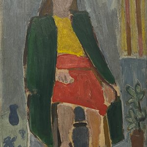 Miguel Ángel Pareja "Dama Sentada" Óleo sobre Cartón 39 x 29 cm - imagen 1