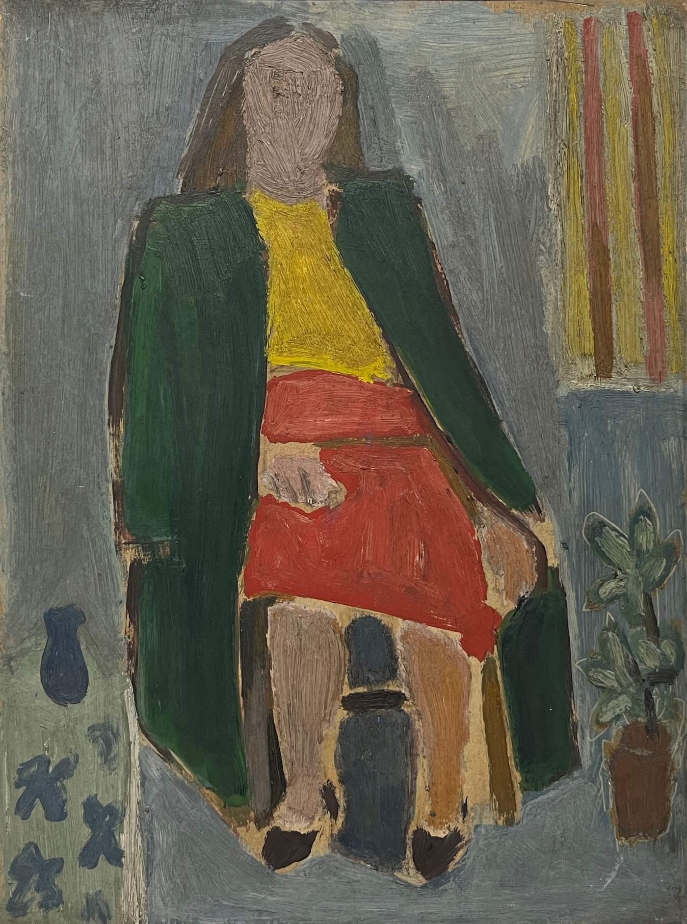 Miguel Ángel Pareja "Dama Sentada" Óleo sobre Cartón 39 x 29 cm