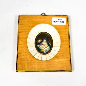 Miniatura Pintada a Mano "Virgen con Niño" con Marco Ovalado - imagen 2