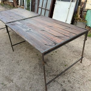 Mesa Plegable Grande de Madera y Hierro - imagen 5