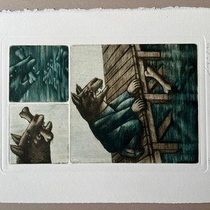 Grabado "Sin Título" de Luis Alberto Solari, 153/200, Firmado - imagen 2