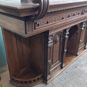 Alzada de Roble con Estantes y Puertas - Mueble Antiguo - imagen 5