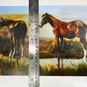 Par de Láminas Criollas con Caballos y Escena Ecuestre - imagen 4