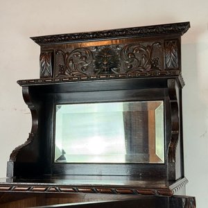 Vitrina Antigua Madera Tallada Estilo Renacimiento con Espejo Biselado - imagen 5