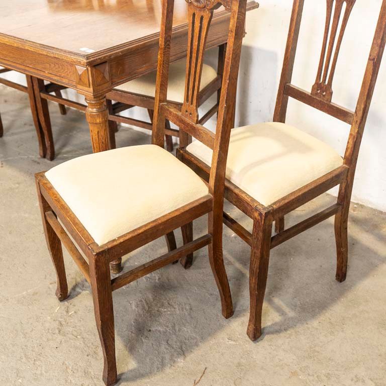 Mesa de comedor y sillas estilo inglés en roble - imagen 2