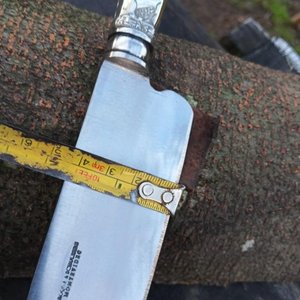 Cuchillo Antiguo Broqua & Scholberg Sol, Cabo Alpaca y Bronce, Hoja 28cm - imagen 4