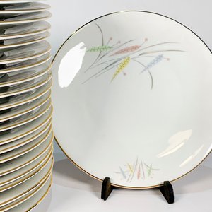 Lote de 24 Platos de Porcelana Bavaria Eddelstein Blancos con Hojas y Espigas - imagen 2
