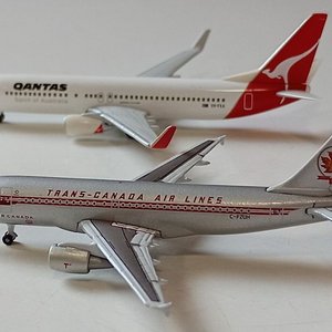 Lote de 2 Aviones a Escala Herpa: Airbus A319 Trans-Canada y Boeing 737-800 Qantas - imagen 1