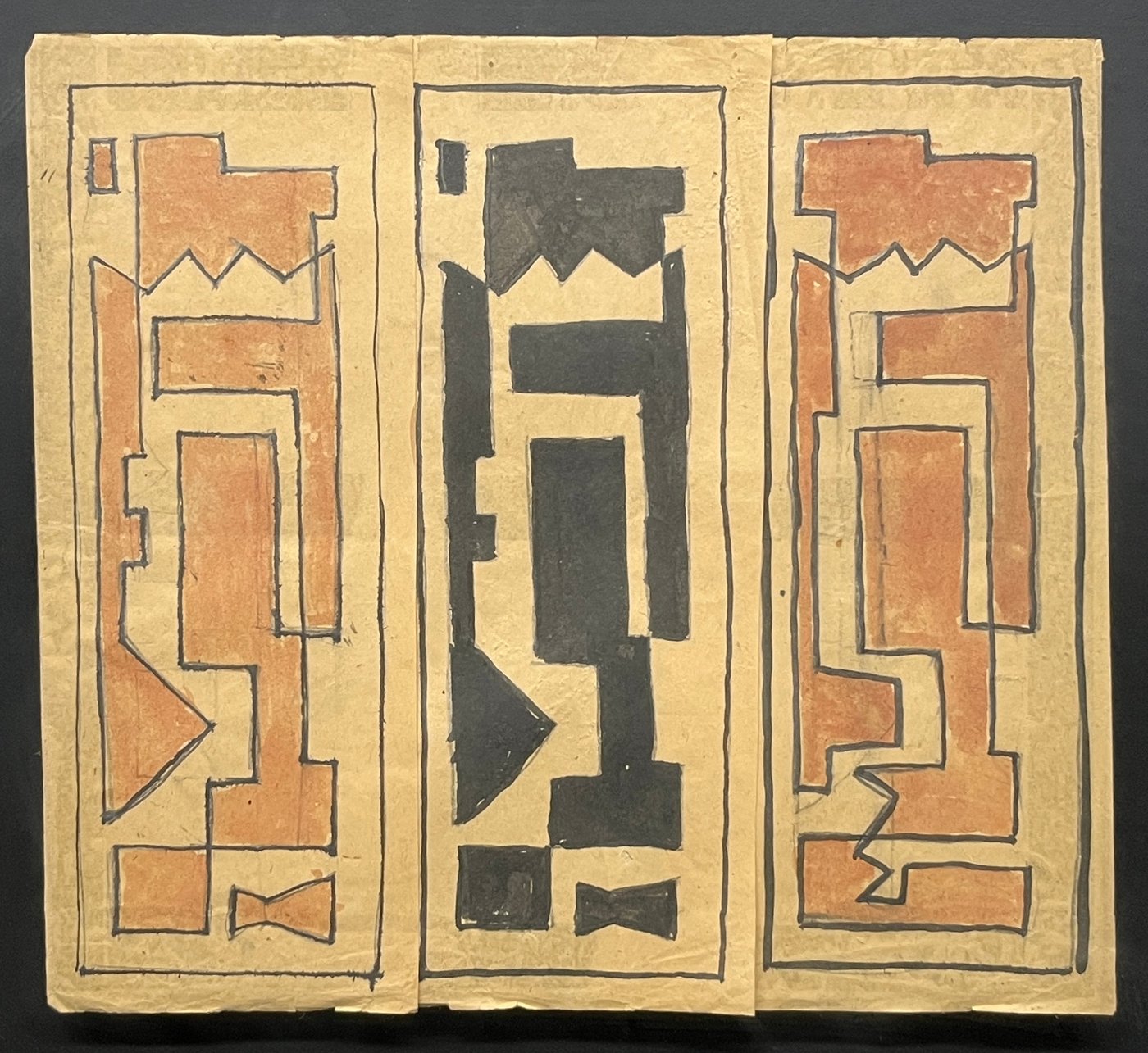 Acuarela y Tinta "Tres Formas" de Gonzalo Fonseca - 27 x 29 cm