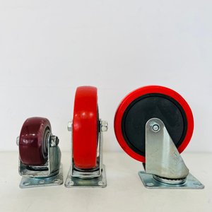 Lote de 3 Ruedas Giratorias Rojas y Bordo - 12 cm - imagen 1