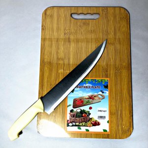 Tabla de Bambú con Juego de 5 Cuchillos de Cocina Nuevos - imagen 2