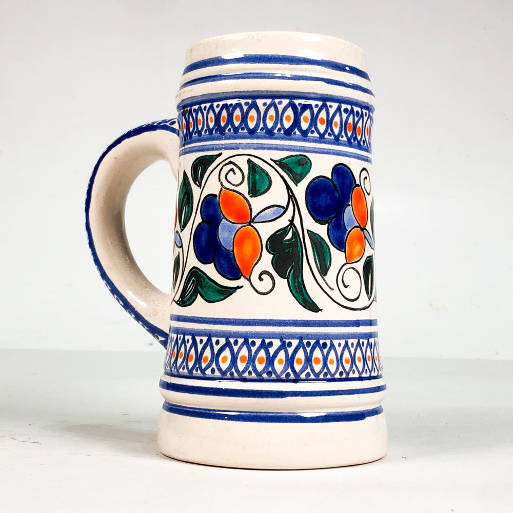 Jarra cerámica azul y blanca para cerveza - imagen 1