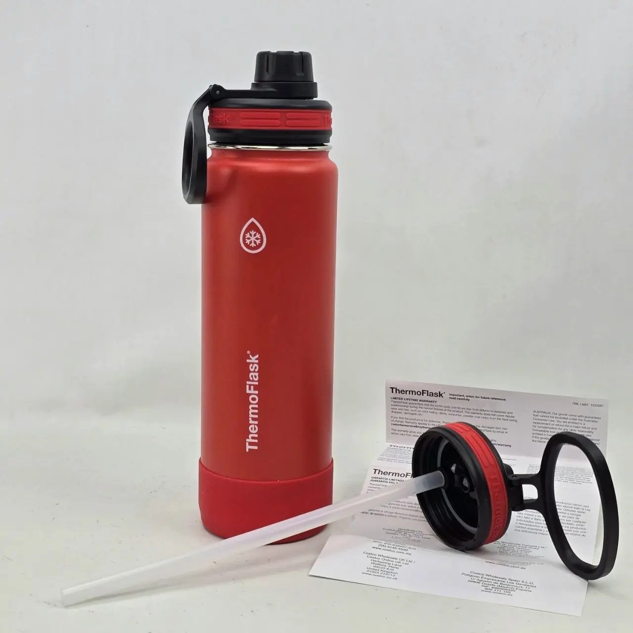 Botella Térmica ThermoFlask de Acero Inoxidable Roja con Pico y Tapa