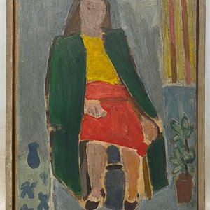 Miguel Ángel Pareja "Dama Sentada" Óleo sobre Cartón 39 x 29 cm - imagen 2