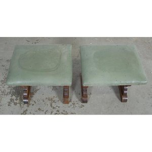 Par de Banquetas Provenzales Tapizadas en Verde - imagen 2