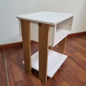 Mesa Auxiliar de Arrimo Dos Tonos Madera Clara y Melamina Blanca - imagen 5