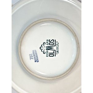Seis Pocillos de Loza Olmos Blancos con Guarda Roja y Seis Platillos - imagen 4