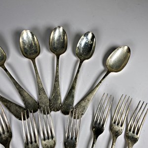 Christofle Japonaise: 16 Cubiertos Metálicos (Cucharas y Tenedores) - imagen 6