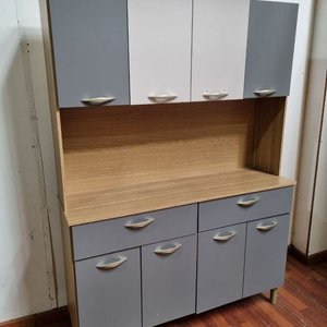 Modular Gris y Natural con Estantes y Puertas - imagen 1