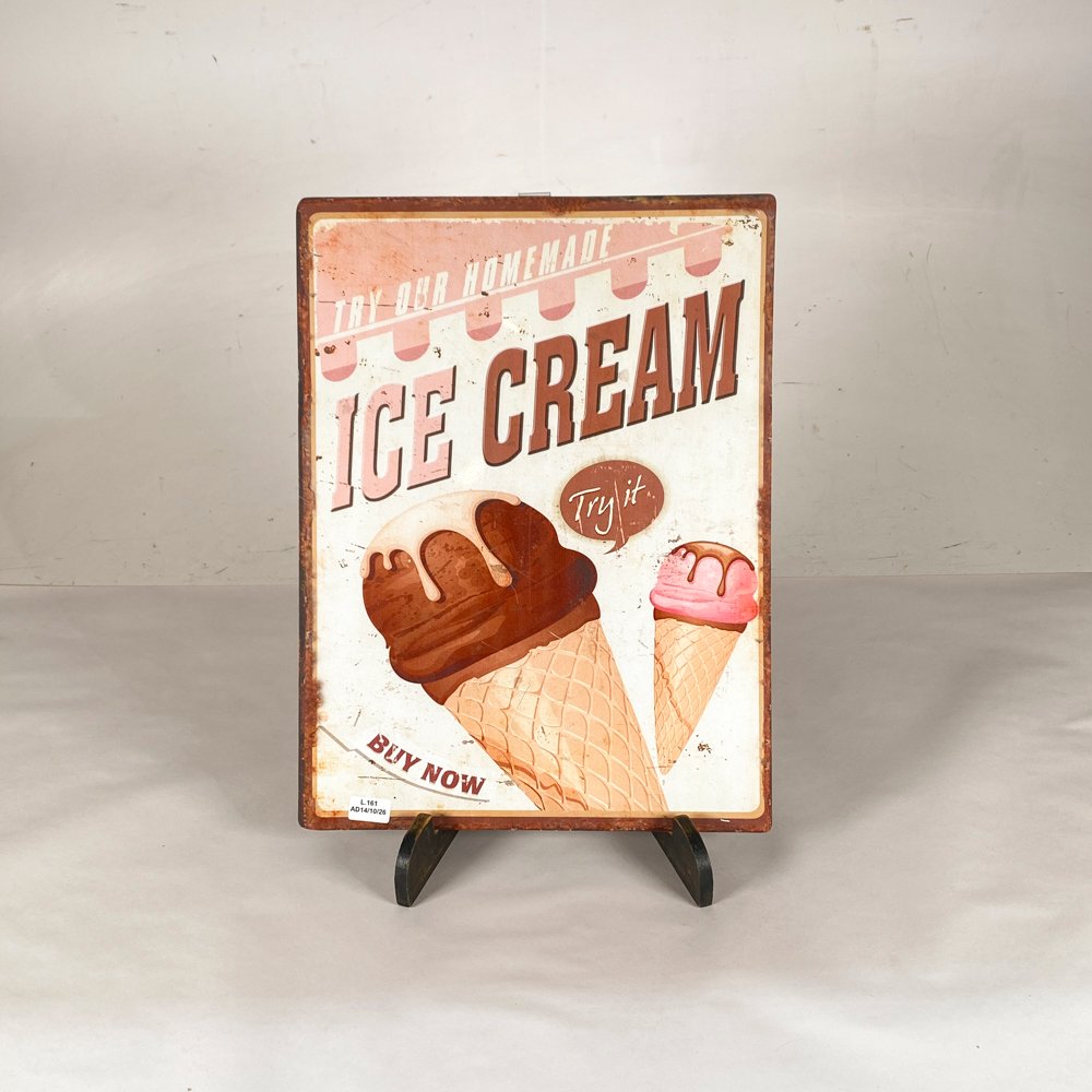 Chapa Publicitaria Vintage "Ice Cream" Estilo Retro