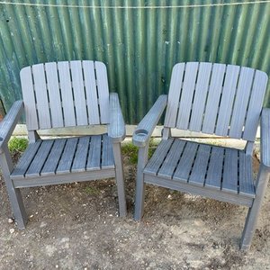 Juego de 2 sillones de exterior de plástico gris - imagen 3