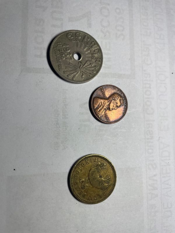 Lote de Monedas: 1 Centavo EEUU, 25 Centavos España 1937 y Cerro del Pichinango - imagen 1