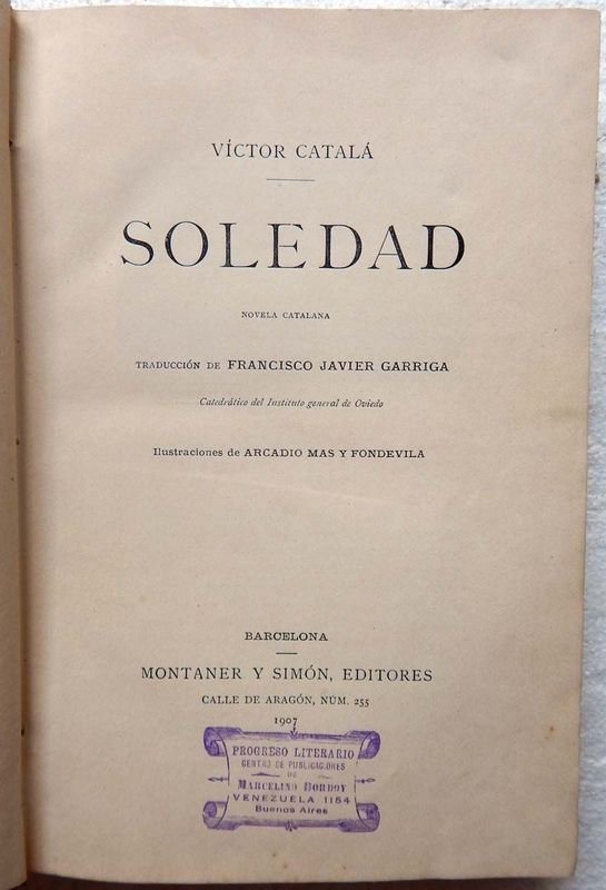 Libro de Novela Catalana Soledad de Víctor Catalá - imagen 3