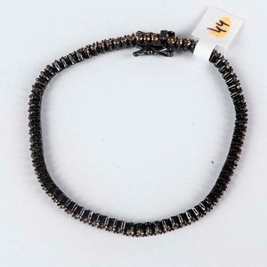 Pulsera de Plata Rodinada con Piedras Marrones - imagen 1