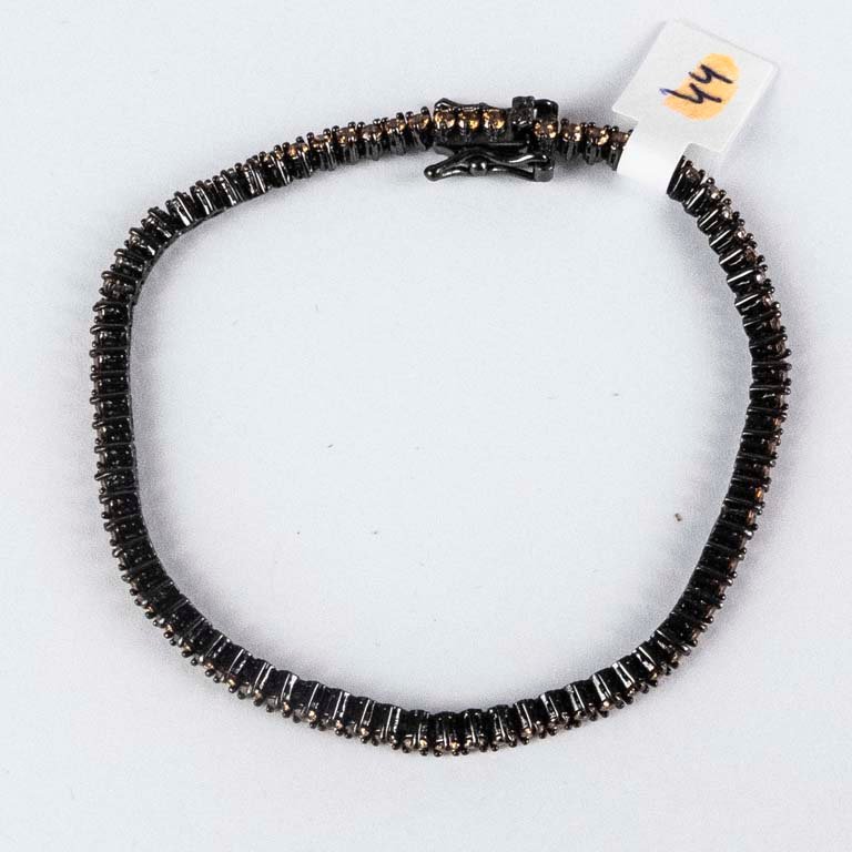 Pulsera de Plata Rodinada con Piedras Marrones