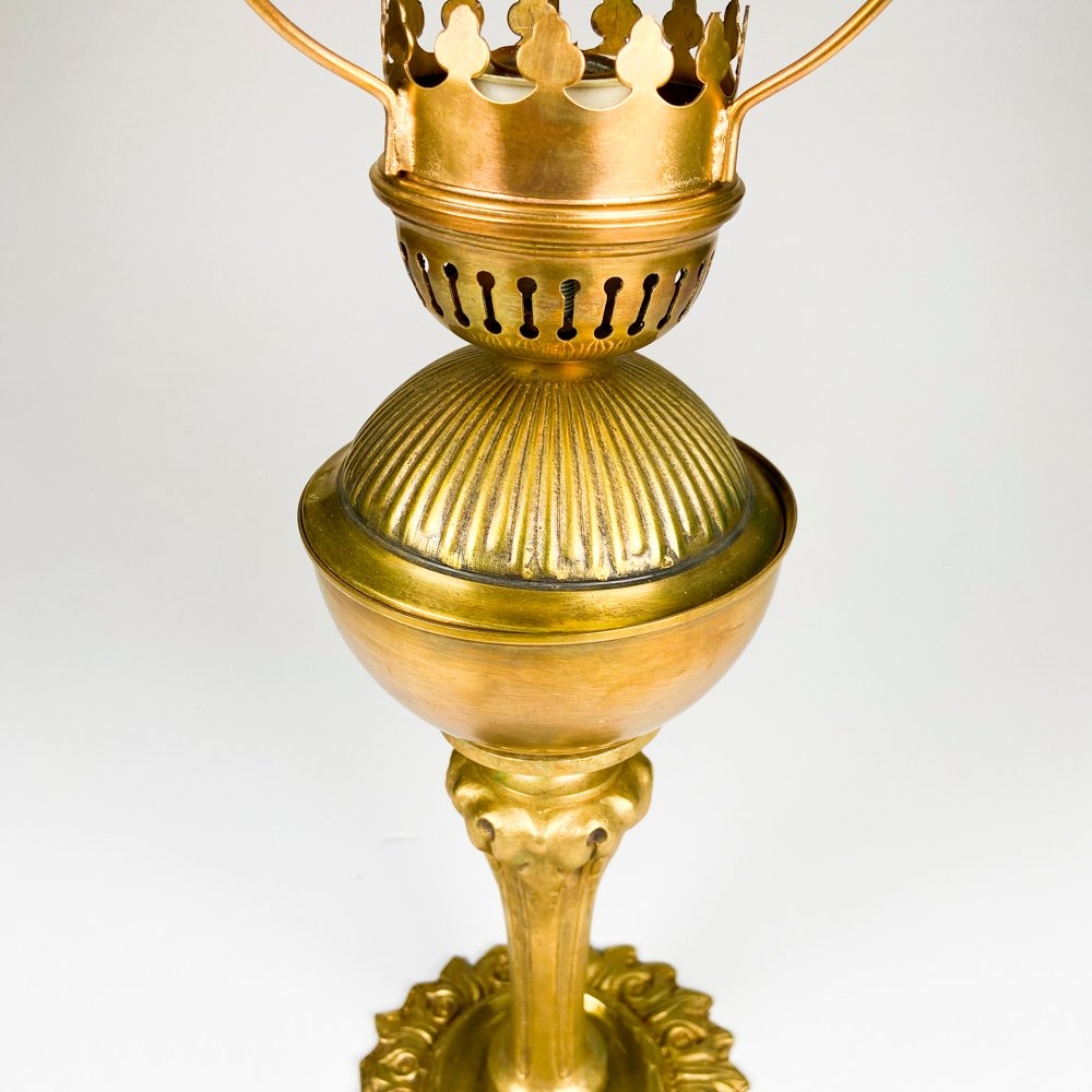 Lámpara de bronce con pantalla vidrio opalinada - imagen 3