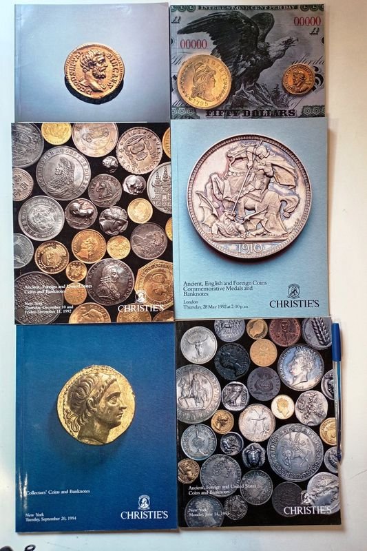 6 Catálogos de Numismática Christie's (Años 90s)